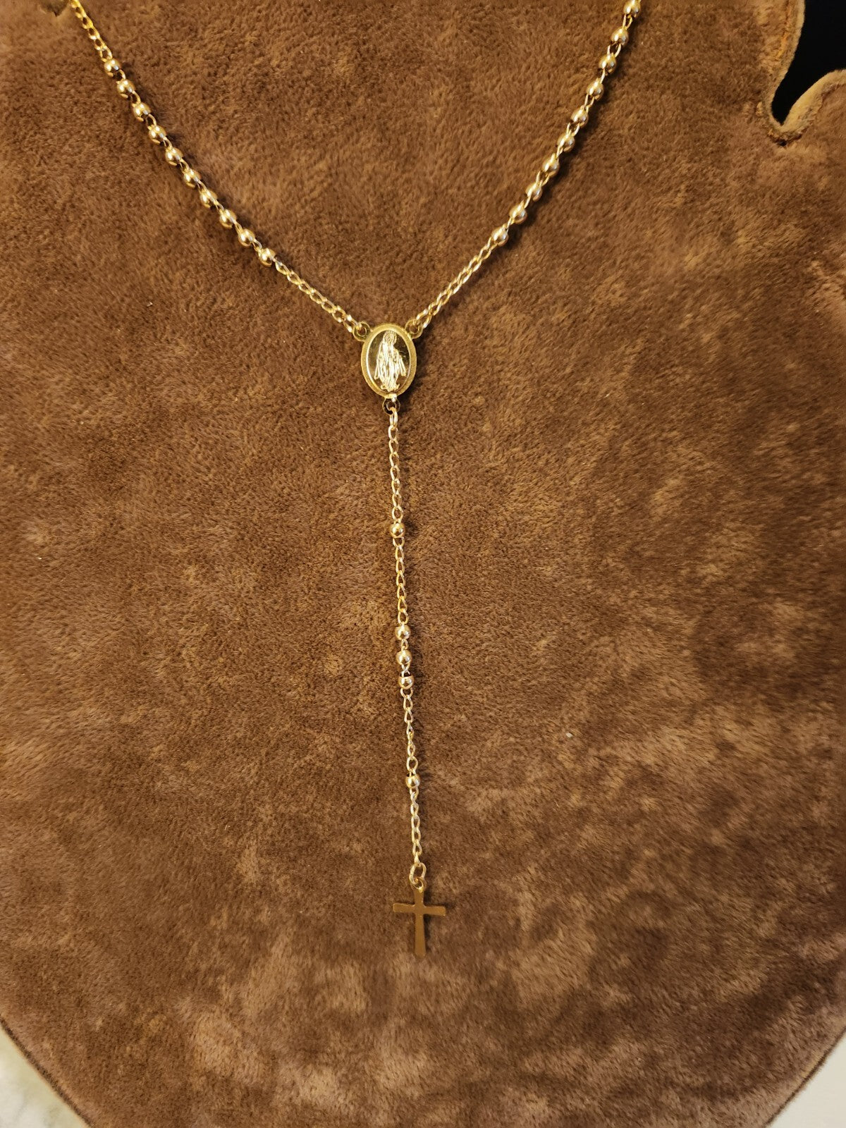 Goldtone ROSAY 13 .5 IN. Mother Mary 1 Piece. Stainless Steel