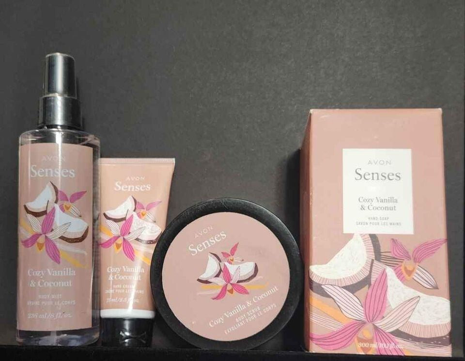 Avon Senses Vanilla Coconut Body Care Bundle 4pc set