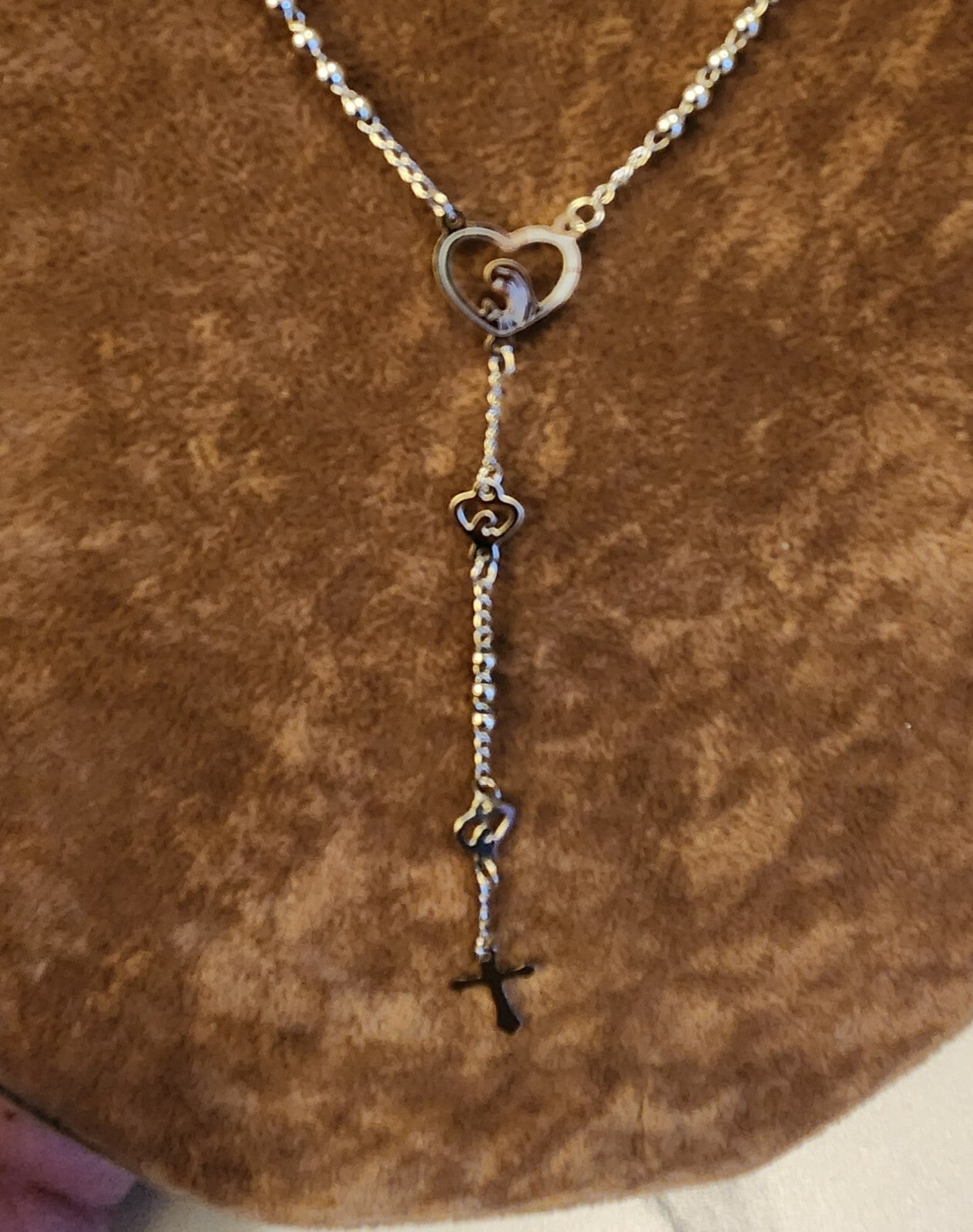 Silver Tone Stainless Steel Holy Rosary 14 In. 1 Piece