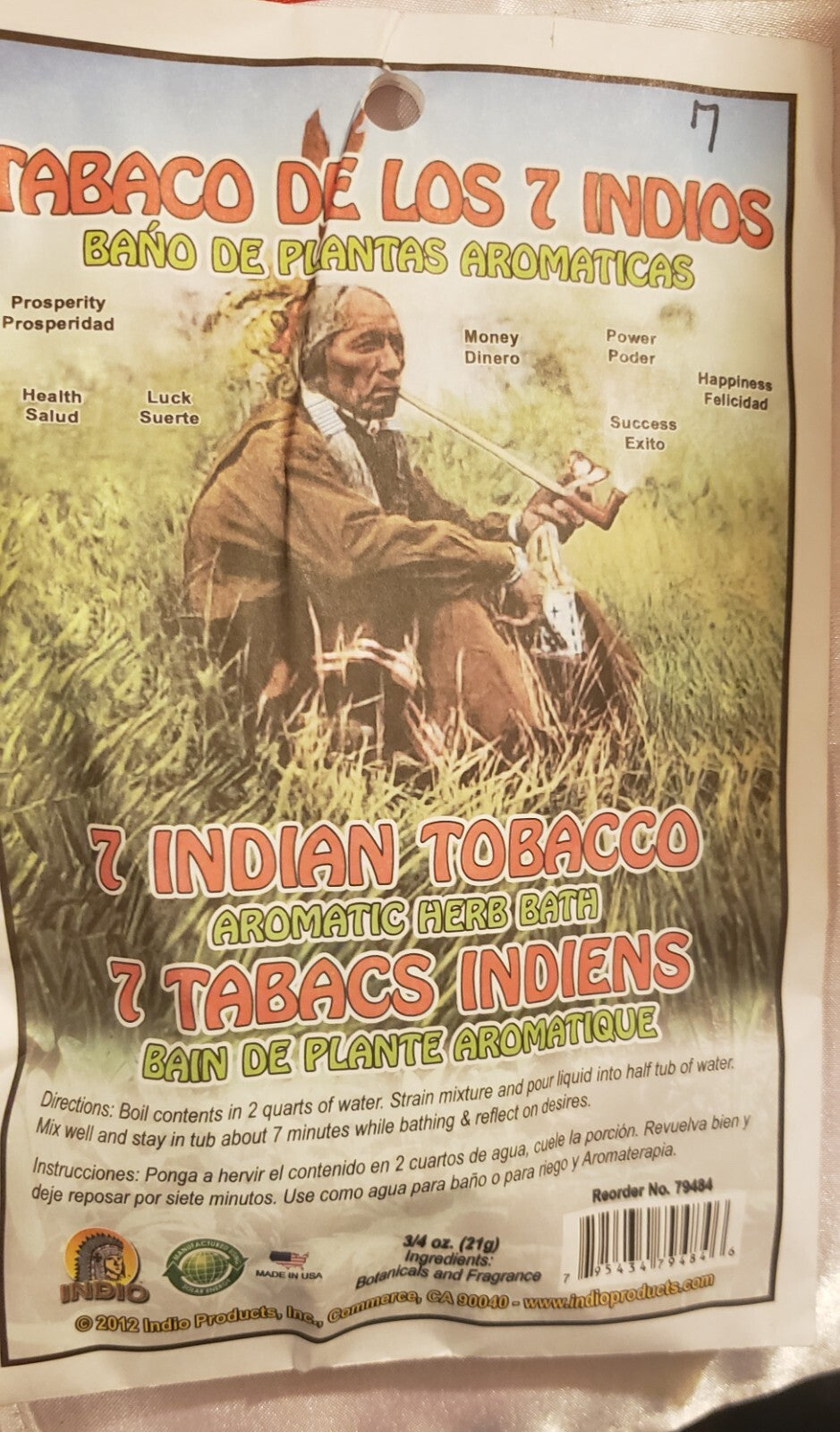 Herbal Bath / Bano de Llierbas: Tabaco de 7 Indios / 7 Indian Tabacco