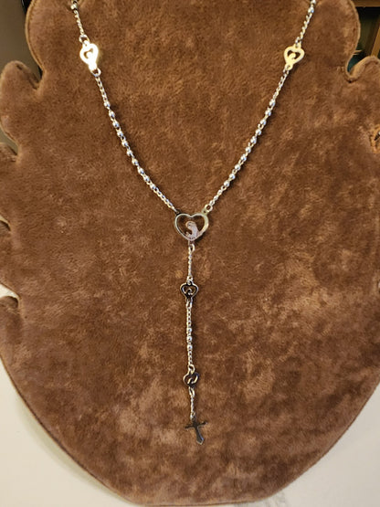 Silver Tone Stainless Steel Holy Rosary 14 In. 1 Piece