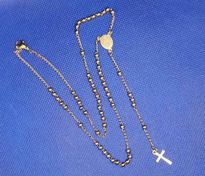 Goldtone ROSAY 13 .5 IN.  Mother Mary 1 Piece. Stainless Steel