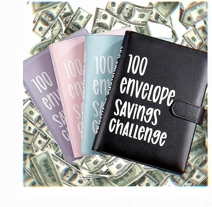 100 Envelopes Money Saving Challenge, Cash Budget Planner A5 Binder, in black